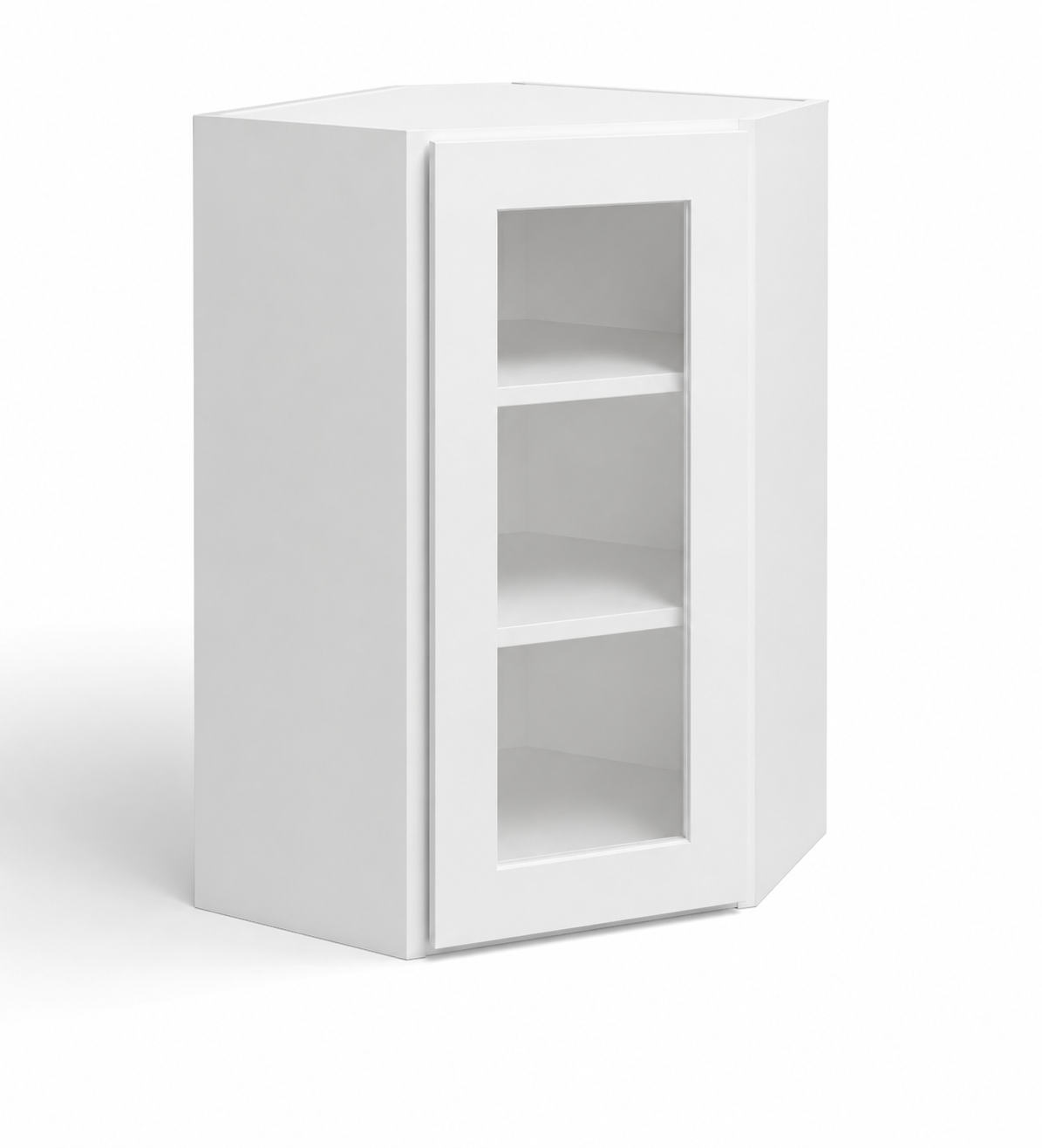 24″ Diagonal Corner Wall Cabinet with Glass Door