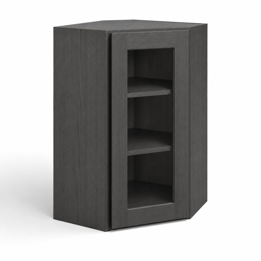 24″ Diagonal Corner Wall Cabinet with Glass Door