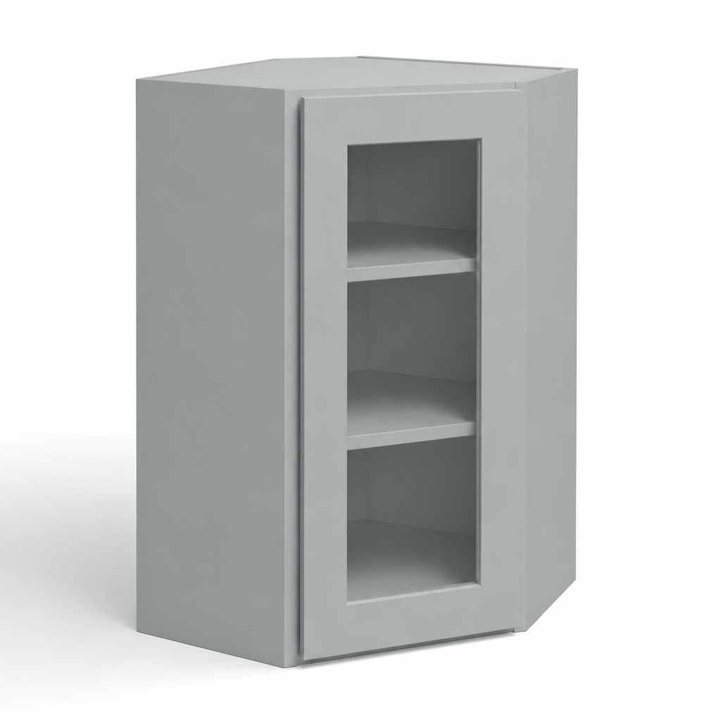 24″ Diagonal Corner Wall Cabinet with Glass Door