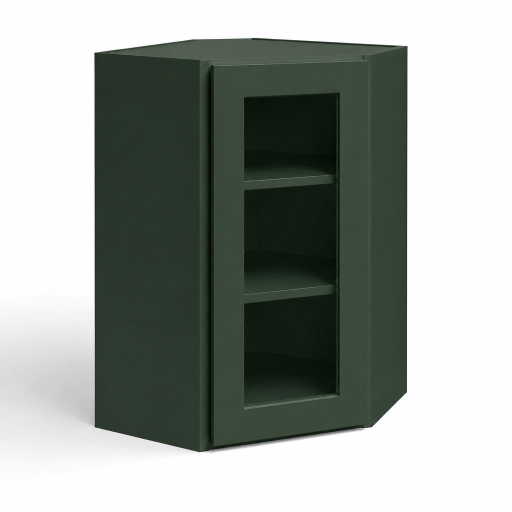 24″ Diagonal Corner Wall Cabinet with Glass Door