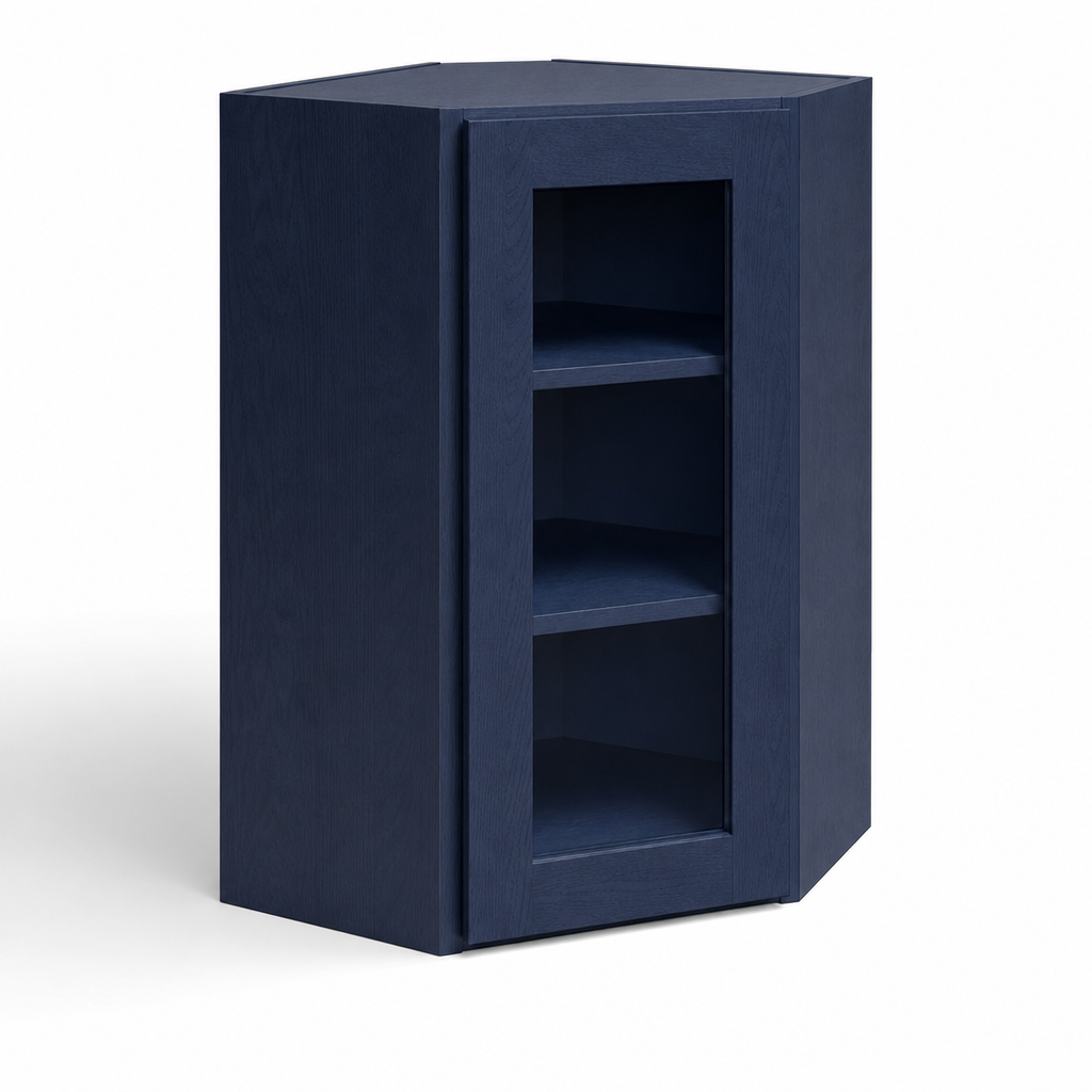 24″ Diagonal Corner Wall Cabinet with Glass Door