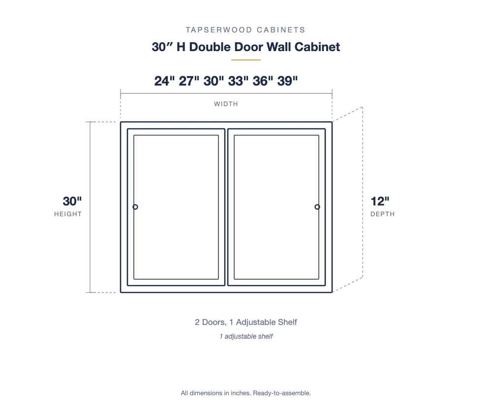 30" H Double Door Wall Cabinet — dimensions