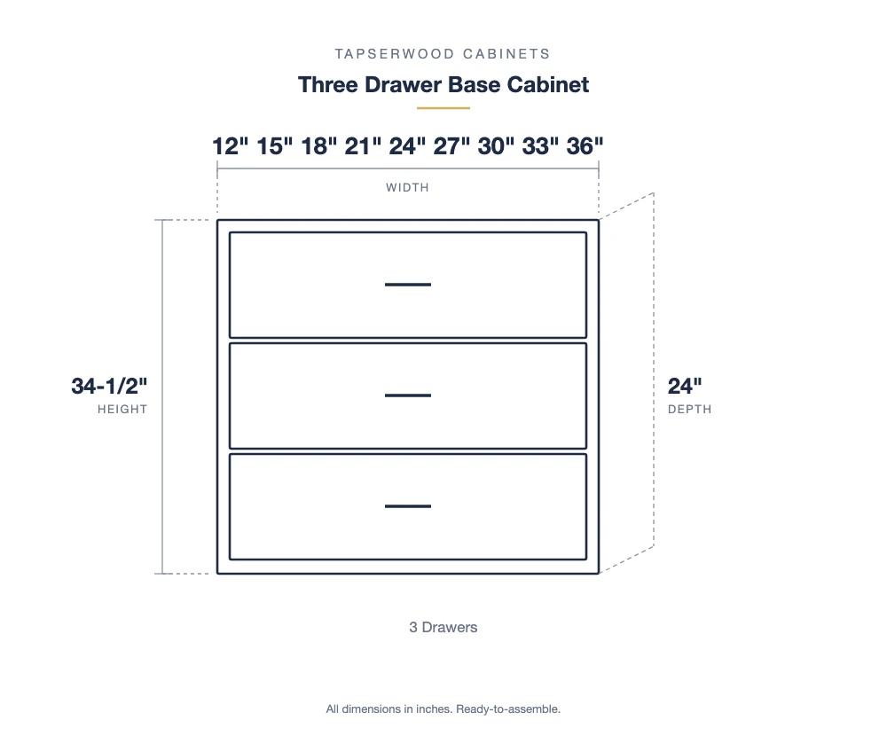 Three Drawer Base — dimensions
