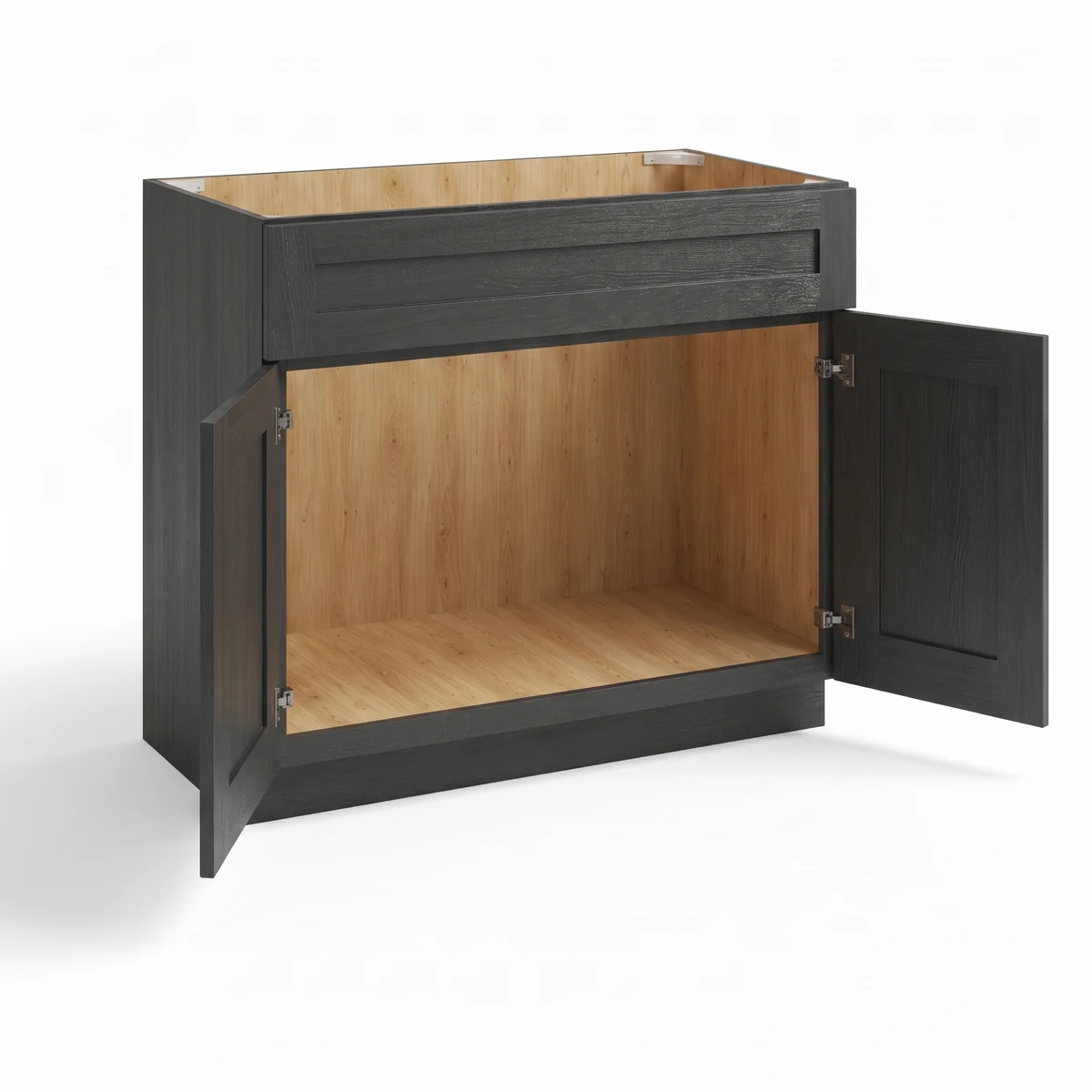 Vanity Sink Base — Charcoal Black, open