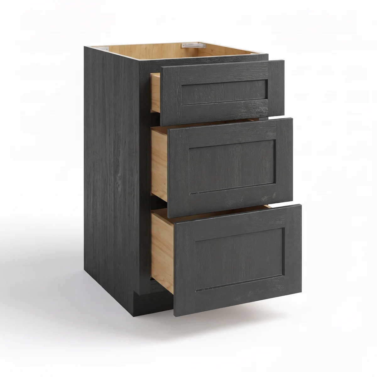 Vanity Drawer Base — Charcoal Black, open