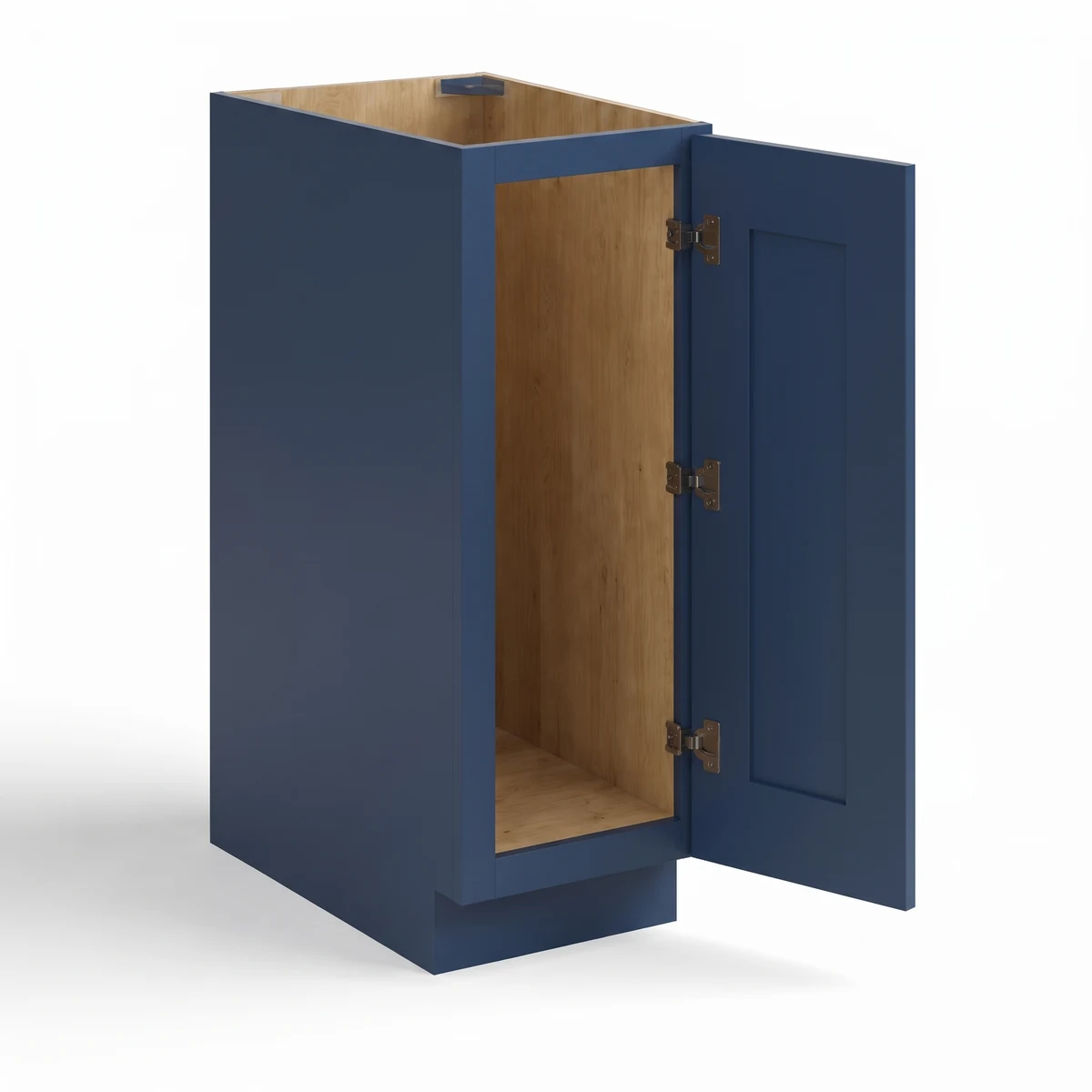 Base Cabinet Single Door Full Height — Navy Blue, open