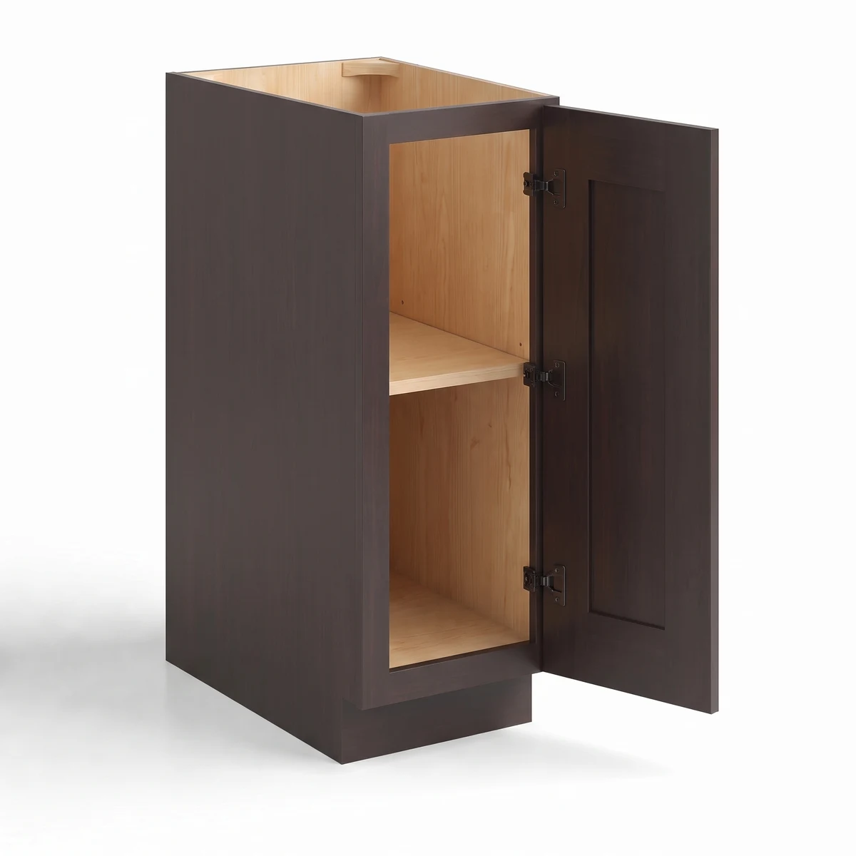 Base Cabinet Single Door Full Height — Shaker Espresso, open