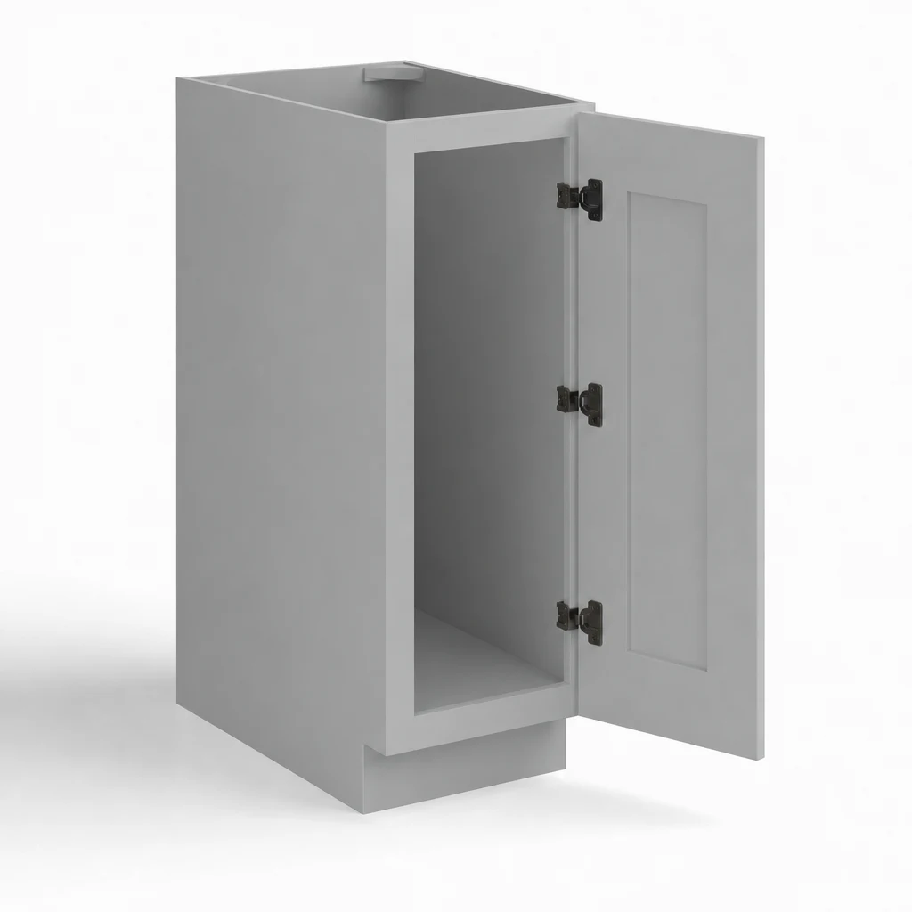 Base Cabinet Single Door Full Height — Shaker Gray, open