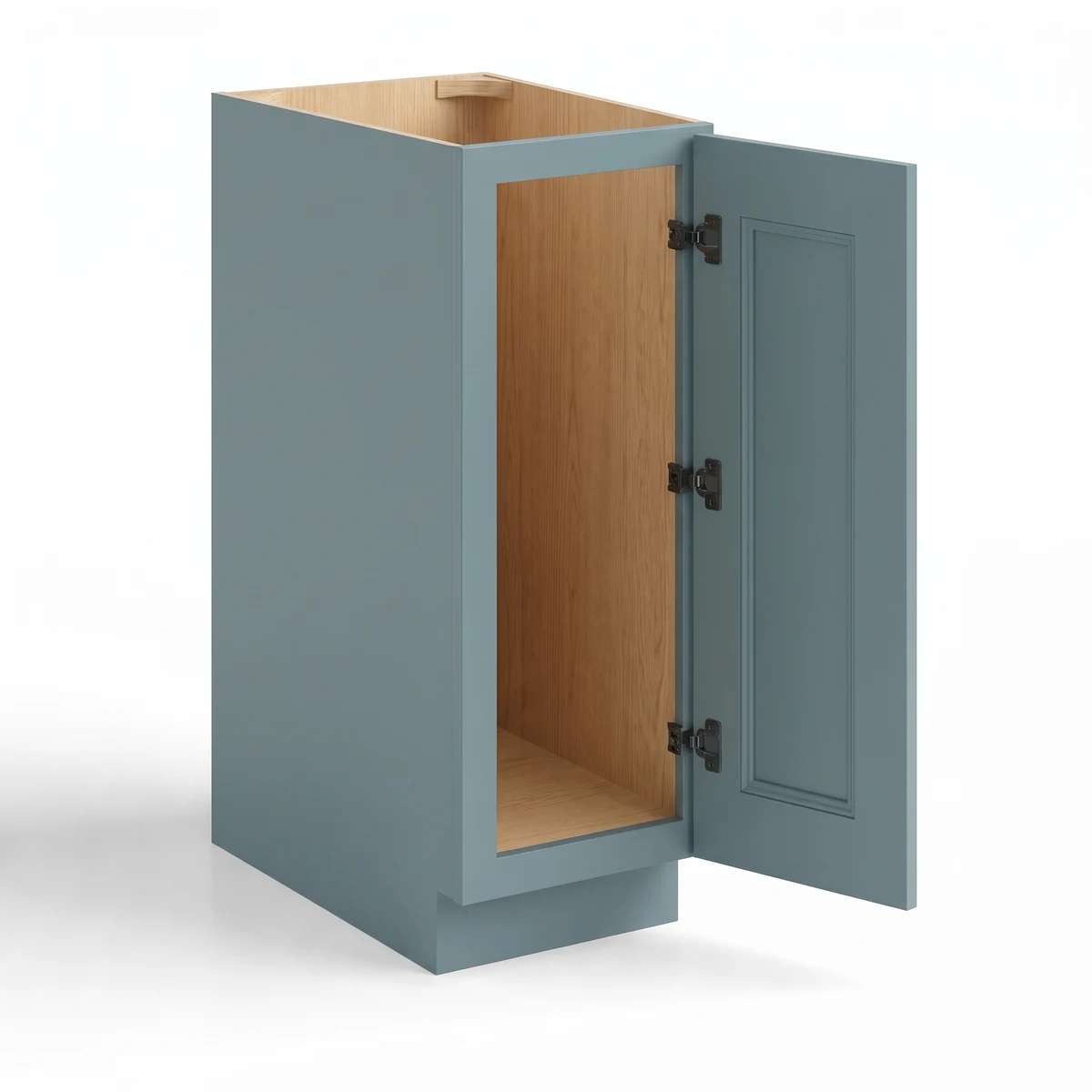 Base Cabinet Single Door Full Height — Sea Glass Green, open