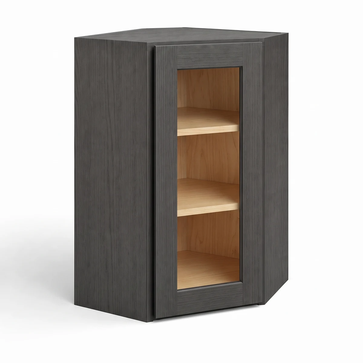 24″ Diagonal Corner Wall Cabinet with Glass Door