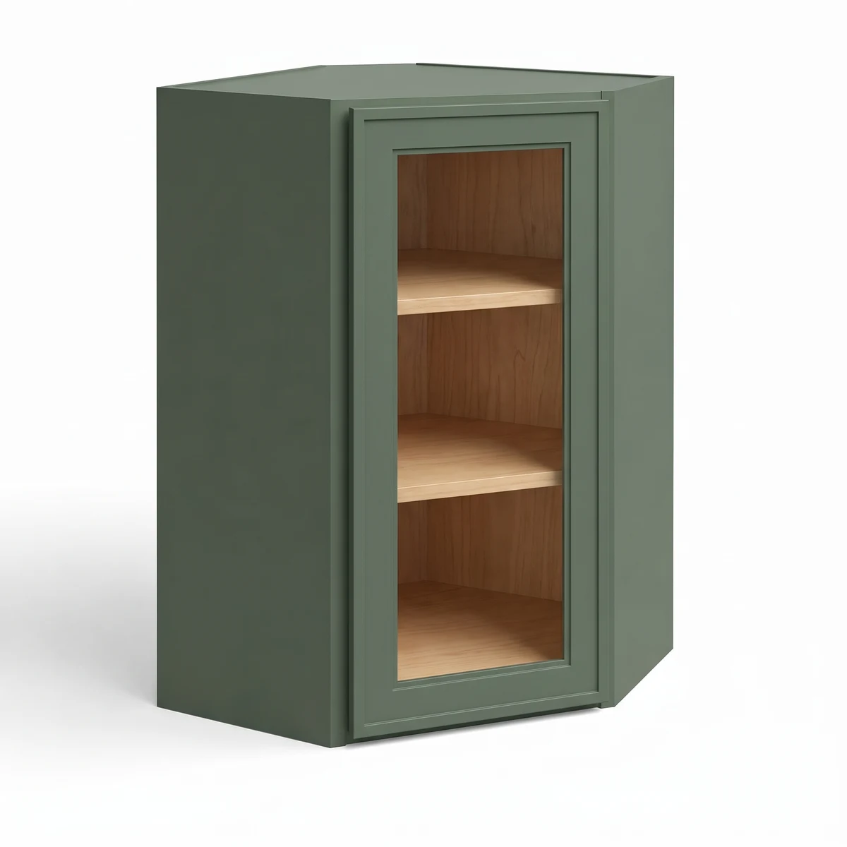24″ Diagonal Corner Wall Cabinet with Glass Door