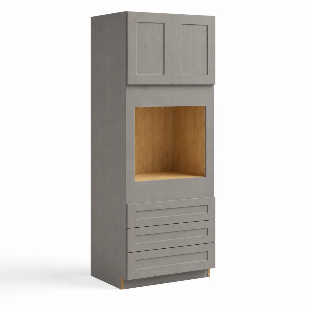 30″ W Double Door Oven Pantry Cabinet with Three Drawers