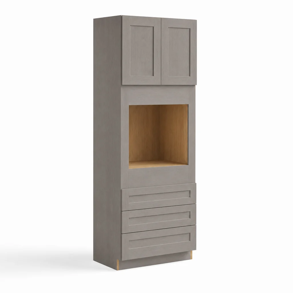 33″ W Double Door Oven Pantry Cabinet with Three Drawers