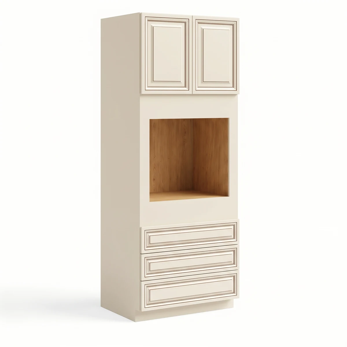 30″ W Double Door Oven Pantry Cabinet with Three Drawers
