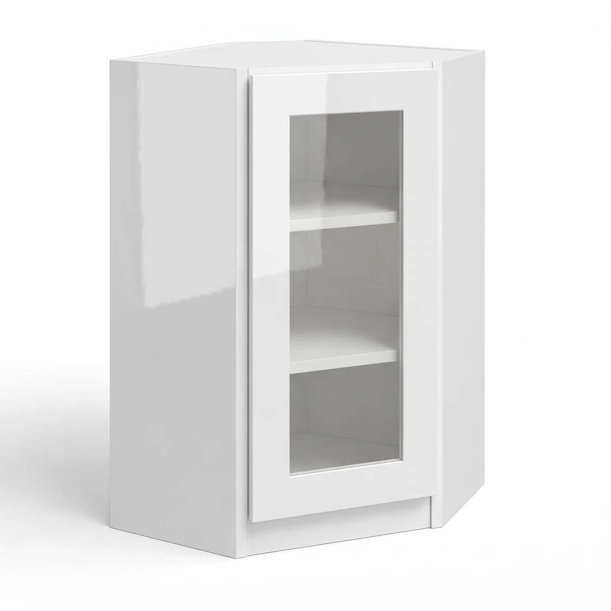 24″ Diagonal Corner Wall Cabinet with Glass Door