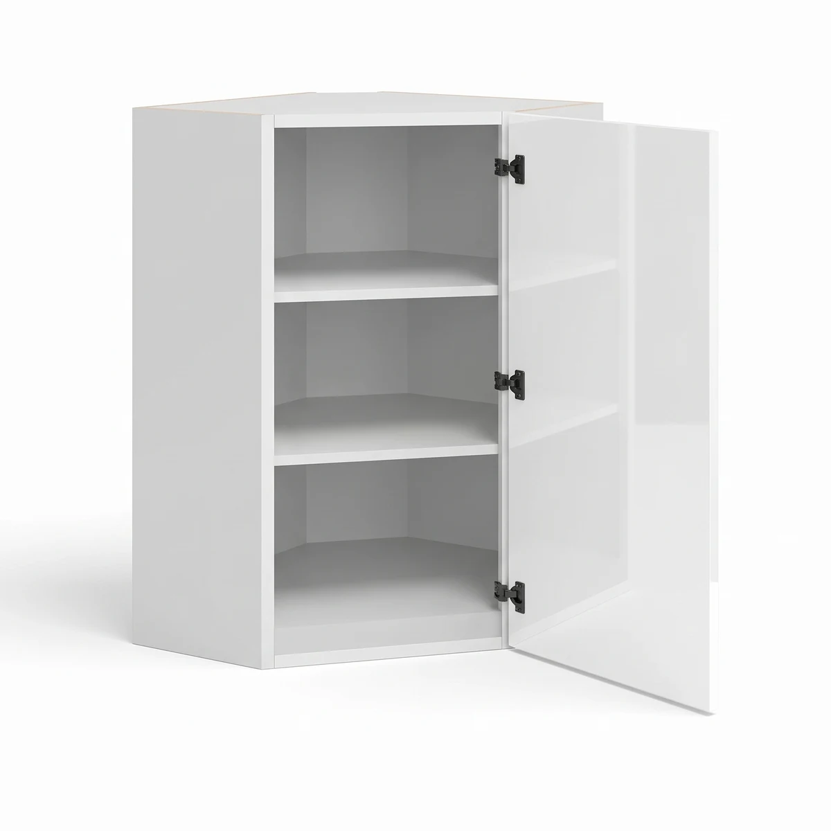 42" H Single Door Wall Cabinet — European High-Gloss White, open