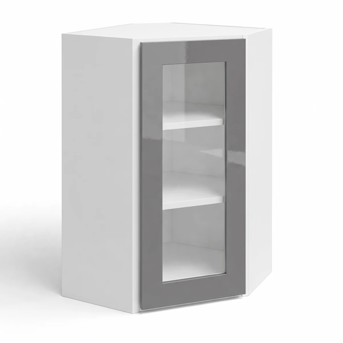 24″ Diagonal Corner Wall Cabinet with Glass Door