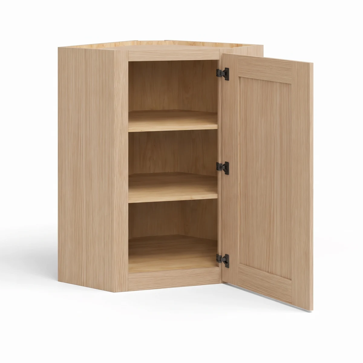 42" H Single Door Wall Cabinet — Slim Natural Oak, open