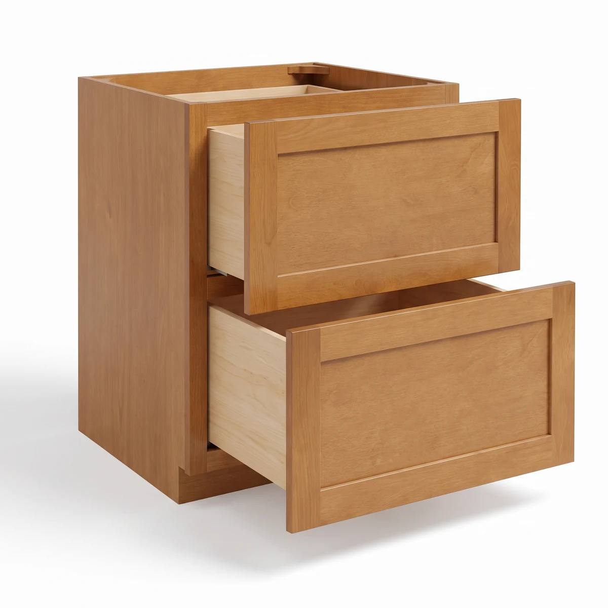 Two Drawer Base — Timber, open