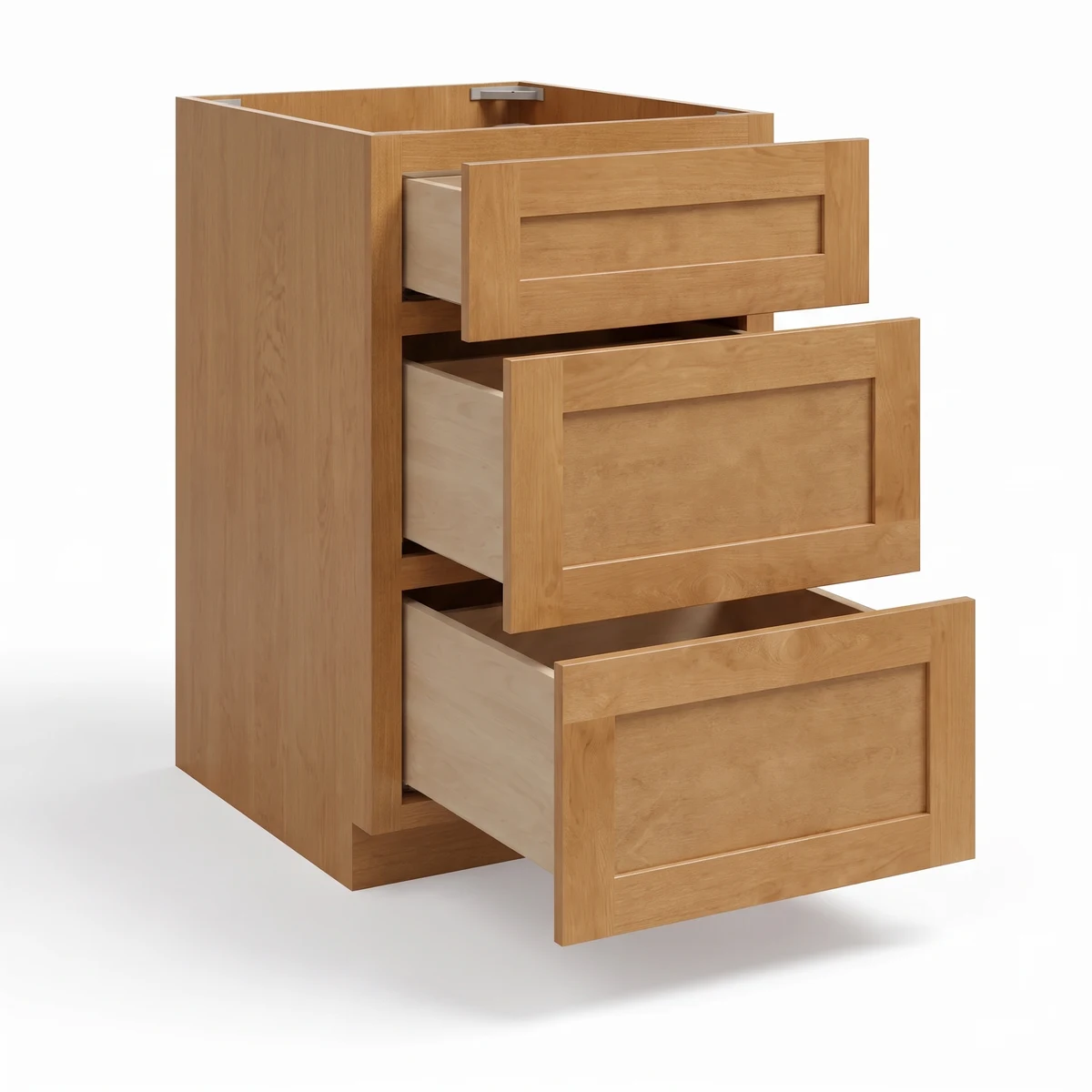 Three Drawer Base — Timber, open