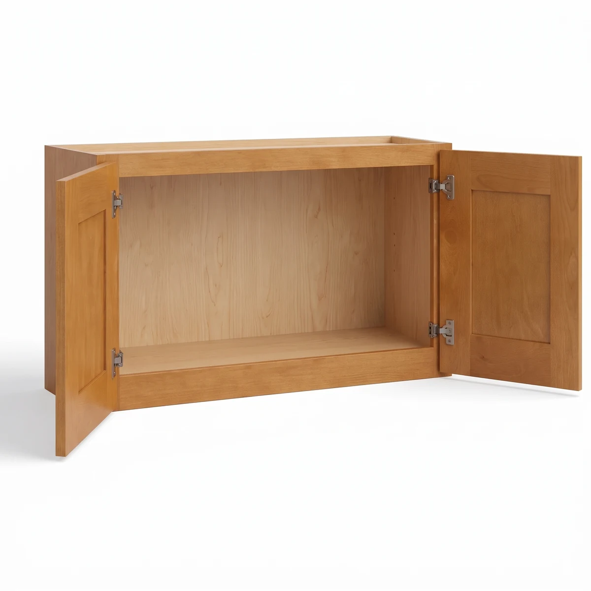 15" H Double Door Wall Cabinet — Timber, open