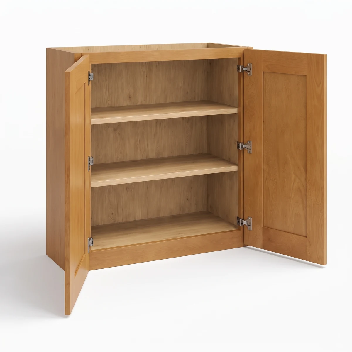 30" H Double Door Wall Cabinet — Timber, open