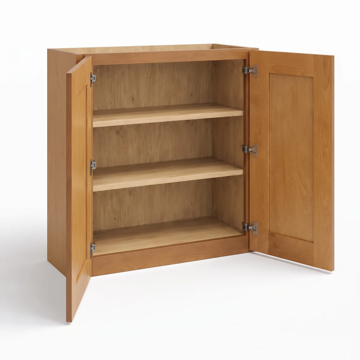 42" H Double Door Wall Cabinet — Timber, open